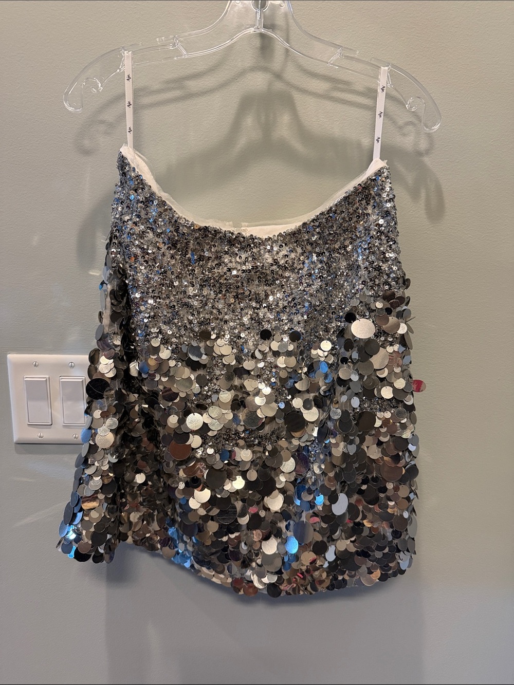 Aje Cherie Silver Sequin Mini Skirt